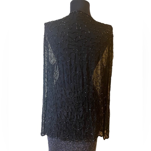 Vintage Sheer Beaded Tunic Top Blouse - Picture 13 of 15
